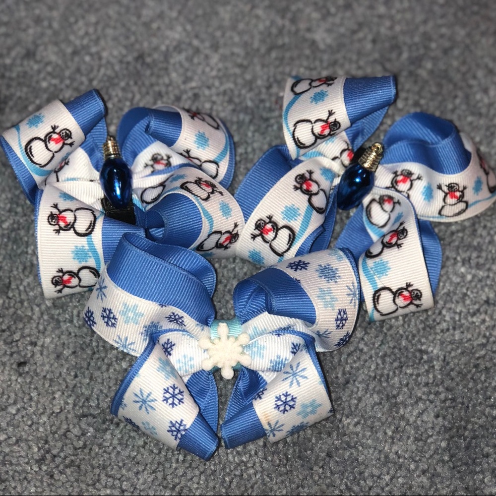 Winter/ Christmas Hair Bows 3 Pack
